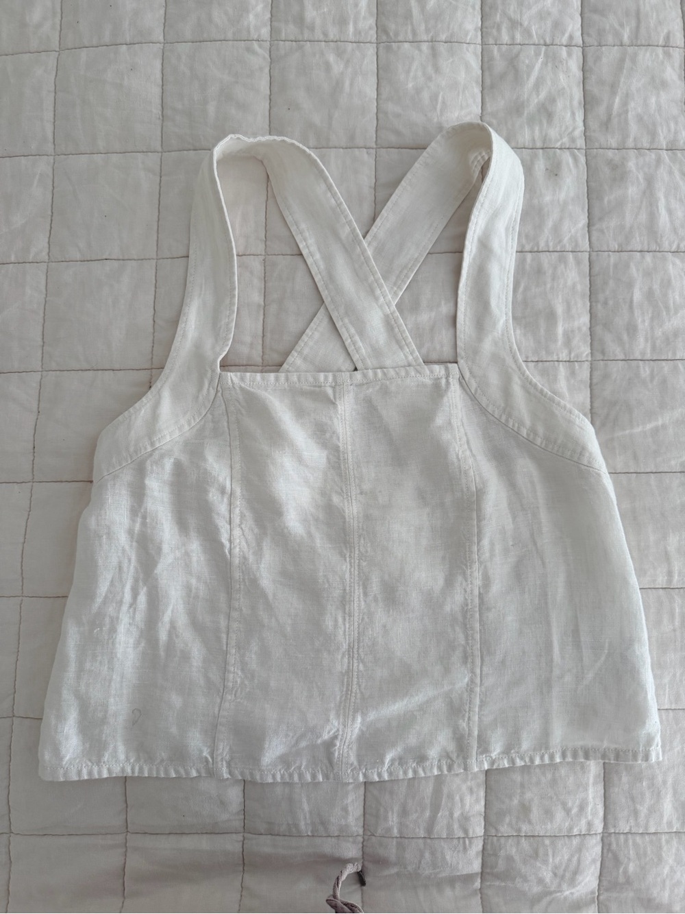 Everlane - Size 6 - THE CROSSBACK TANK IN LINEN in NATURAL CHAMBRAY